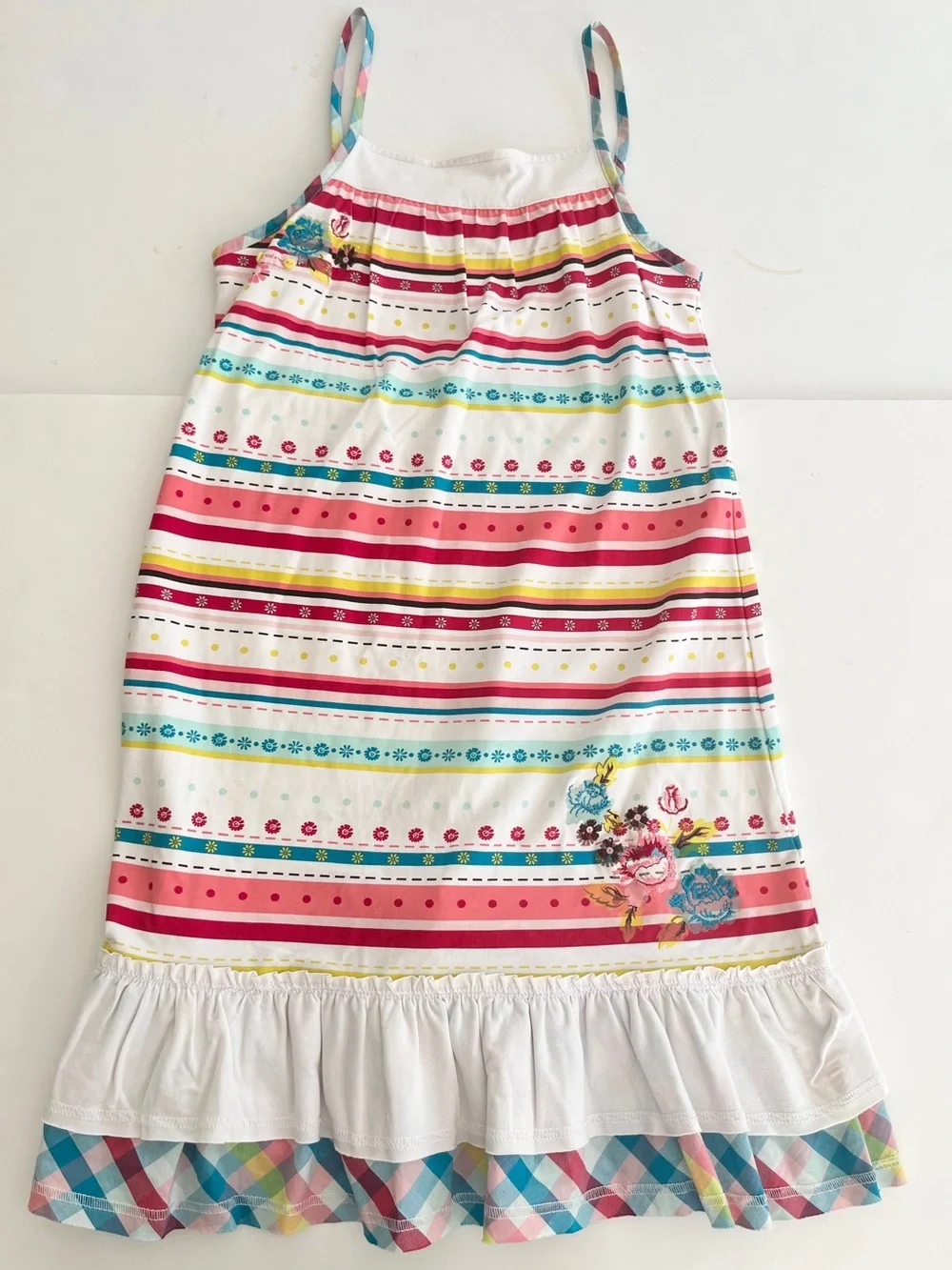 MEW French deux par deux layered cotton sundress Girls 12 Summer dress stripes